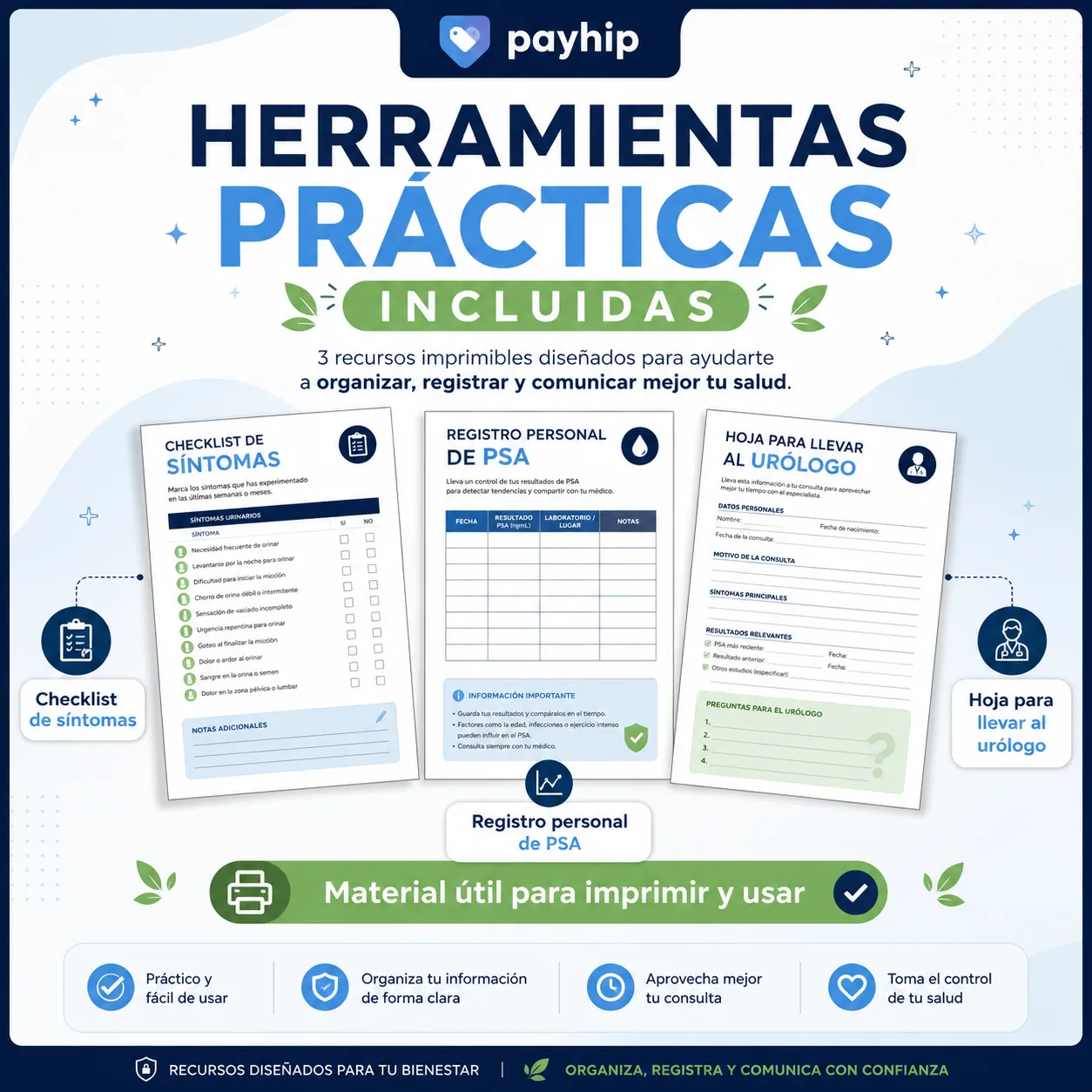 Herramientas prácticas imprimibles incluidas en las guías